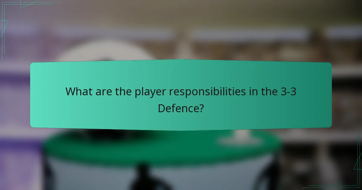 What are the player responsibilities in the 3-3 Defence?
